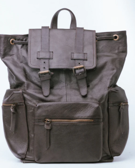 Leather Backpack Travel Laptop Office Bag- Brown