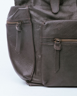 Leather Backpack Travel Laptop Office Bag- Brown