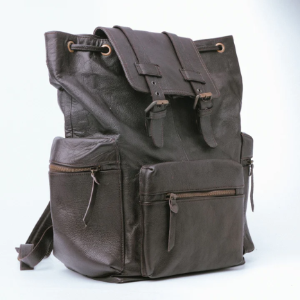 Leather Backpack Travel Laptop Office Bag- Brown - Image 4