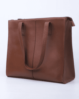 Everyday Women’s Leather Zipper Tote Bag-Tan Brown