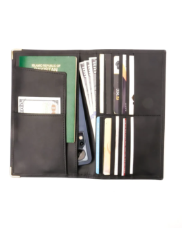 Deluxe Passport Travel Leather Long Wallet-Black