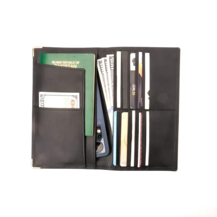 Deluxe Passport Travel Leather Long Wallet-Black - Image 2