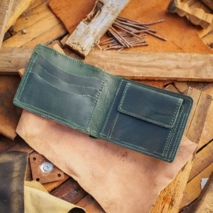 The Vault Vintage Leather Wallet-Coin Pocket-EMERALD GREEN - Image 3