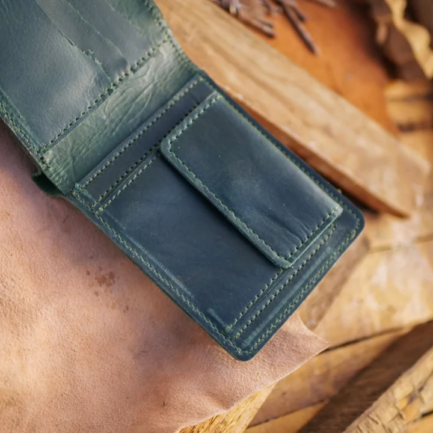 The Vault Vintage Leather Wallet-Coin Pocket-EMERALD GREEN - Image 2