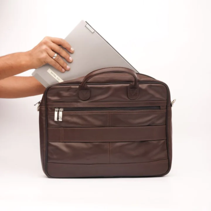 Executive Leather Laptop Bag-Brown - Image 3