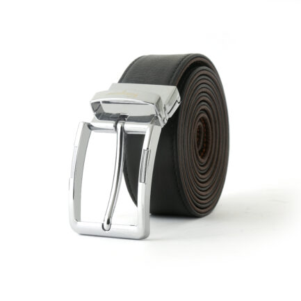 Mens Black Brown Minimal Cow Leather Belt