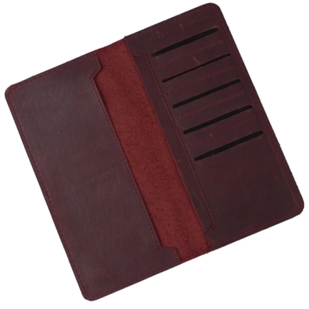 Genuine Vintage Leather Travel Mobile Long Wallet CRIMSON RED - Image 2