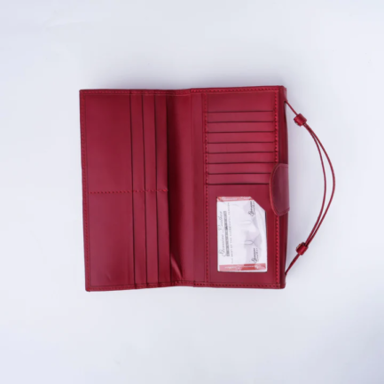 Womens Handle Leather Clutch Wallet-Red - Image 3