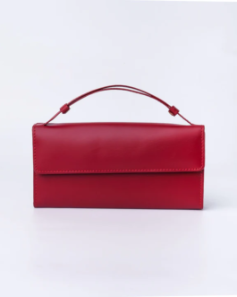 Womens Handle Leather Clutch Wallet-Red