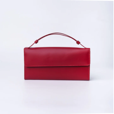 Womens Handle Leather Clutch Wallet-Red