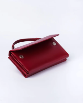 Womens Handle Leather Clutch Wallet-Red