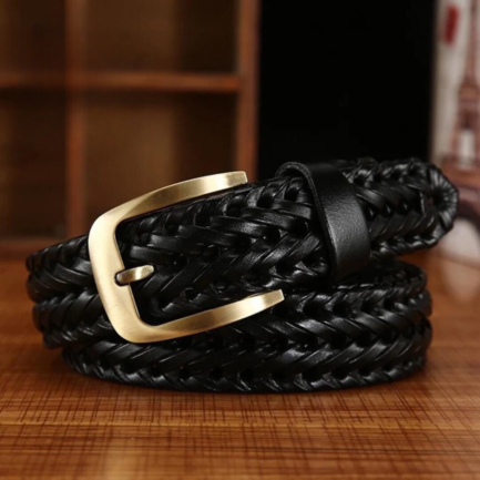 Stylish Braided Men's Leather Belt-Black Color