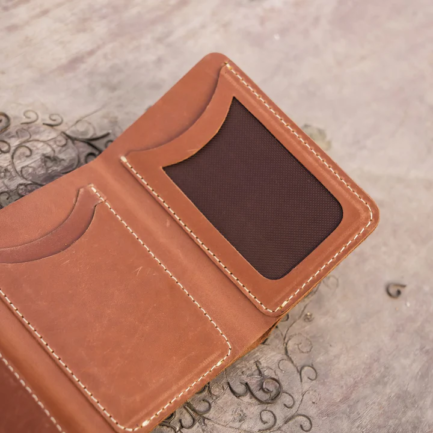 Bosco Trifold Leather Wallet-Wood Brown - Image 2