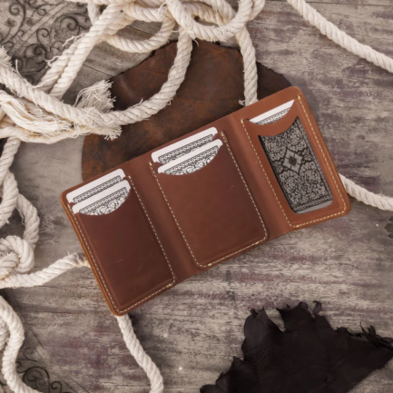 Bosco Trifold Leather Wallet-Wood Brown - Image 3