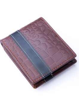 Croc-Style Leather Mens Wallet-Brown