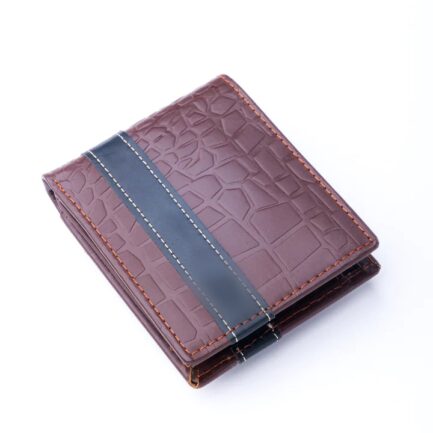 Croc-Style Leather Mens Wallet-Brown