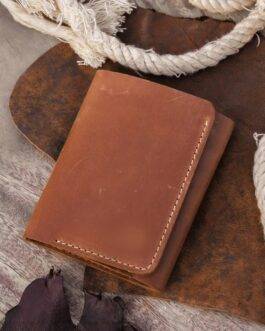 Bosco Trifold Leather Wallet-Wood Brown