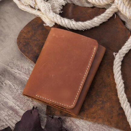 Bosco Trifold Leather Wallet-Wood Brown