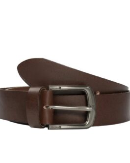 Mens Dark Brown Minimal Laminated Leather Belt