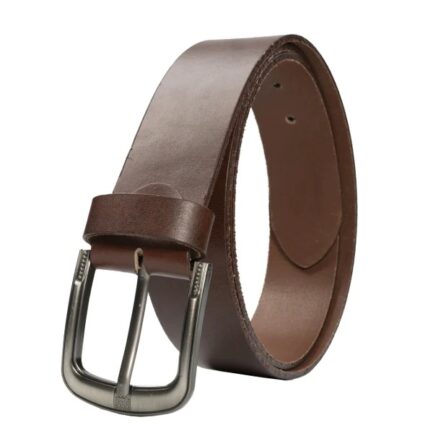 Mens Dark Brown Minimal Laminated Leather Belt - Image 3