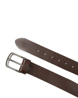 Mens Dark Brown Minimal Laminated Leather Belt