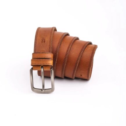 Double Stitch Rustic Leather Belt - Image 3