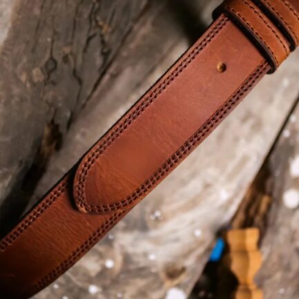 Double Stitch Rustic Leather Belt - Image 2