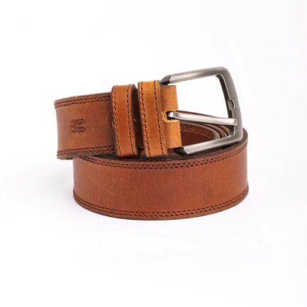 Double Stitch Rustic Leather Belt