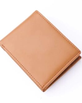 Minimalist Mens Leather Bi-Fold Wallet-camel