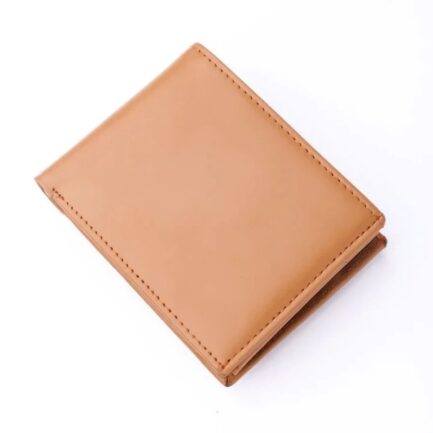 Minimalist Mens Leather Bi-Fold Wallet-camel