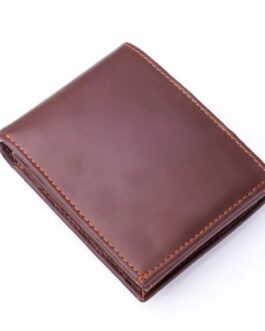 Minimalist Mens Leather Bi-Fold Wallet-brown