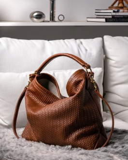 TURKISH TOTE BAG BROWN – MILANO LEATHER HERRINGBONE BAG