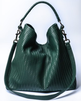 TURKISH TOTE BAG GREEN– MILANO LEATHER HERRINGBONE BAG