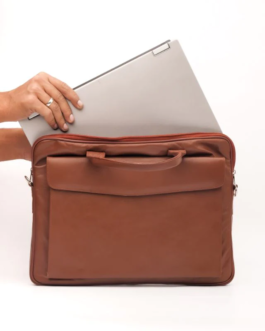 Milan laptop Bag – Slim Leather Laptop Bag-Tan