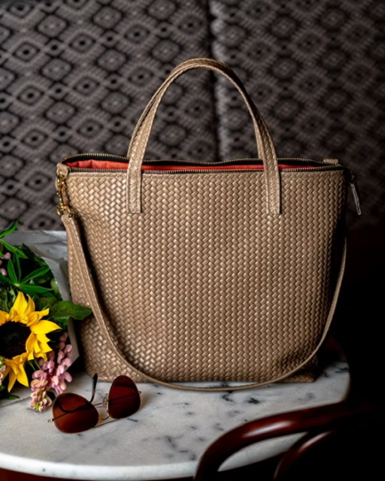 TURKISH TOTE BAG - MILANO LEATHER HERRINGBONE ZIPPER BAG - Image 3