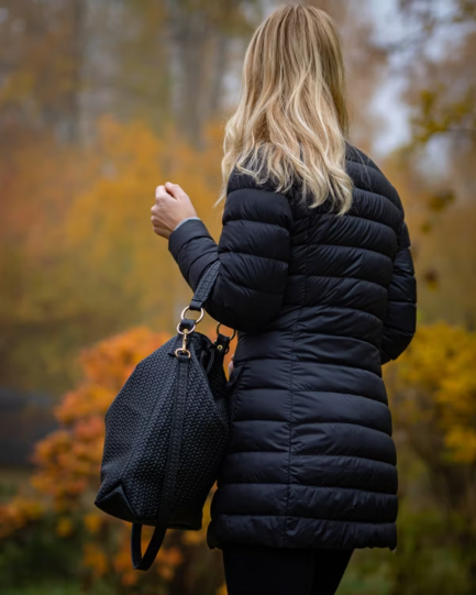 TURKISH TOTE BLACK BAG – MILANO LEATHER HERRINGBONE BAG - Image 3