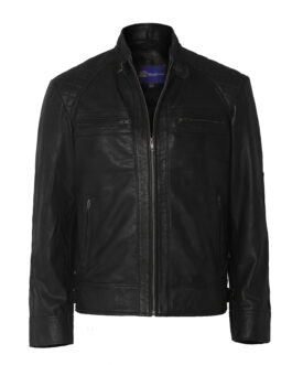 Mens Distressed Black Motorcycle Leather Jacket