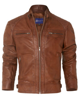 Mens Distressed Brown Motorcycle Leather Jacket