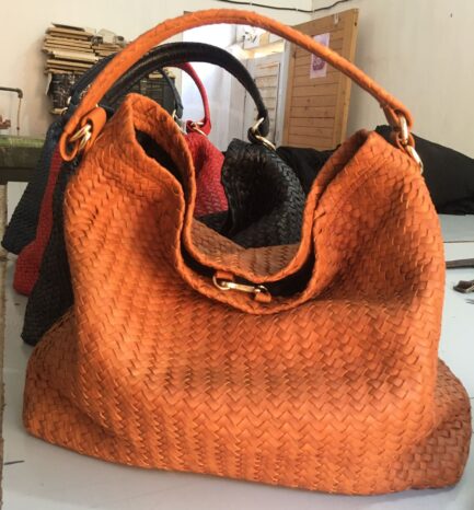 Women Leather Basket Tote Bag