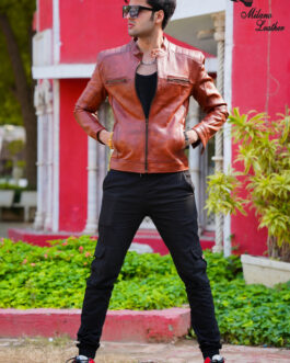 Men Brown Leather Jacket ML-jk002