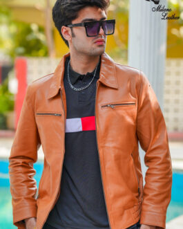 Men Tan Leather Jacket ML-jk005