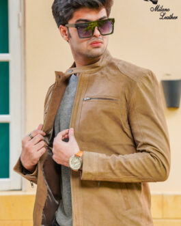 Men Camel Leather Jacket ML-jk009