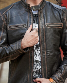 Men Black Leather Jacket ML-jk0013