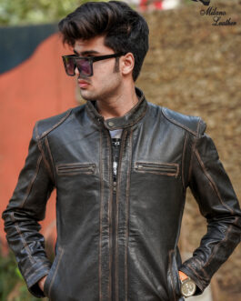 Men Black Leather Jacket ML-jk0013