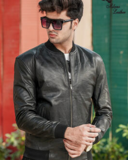 Men Black Leather Jacket ML-jk0014