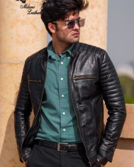 Men Black Leather Jacket ML-jk0015