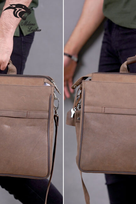 Leather Laptop Bag Brown ML-LB001 - Image 4