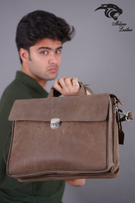 Leather Laptop Bag Brown ML-LB001 - Image 2