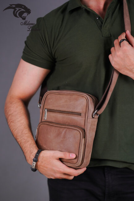 Milano Leather Brown Cross Bag-ML-B005 - Image 3