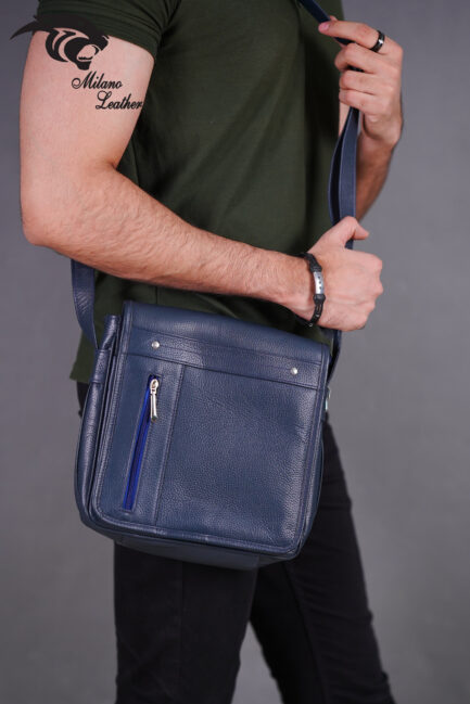 Milano Leather Blue Cross Bag-ML-B004 - Image 2